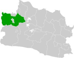 Map of West Java highlighting Bogor Regency